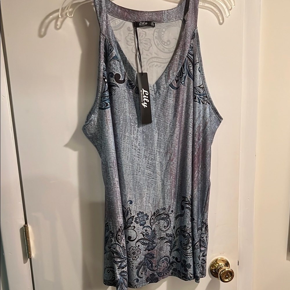 Lily Women's Gray and Black Patterned Tank Top